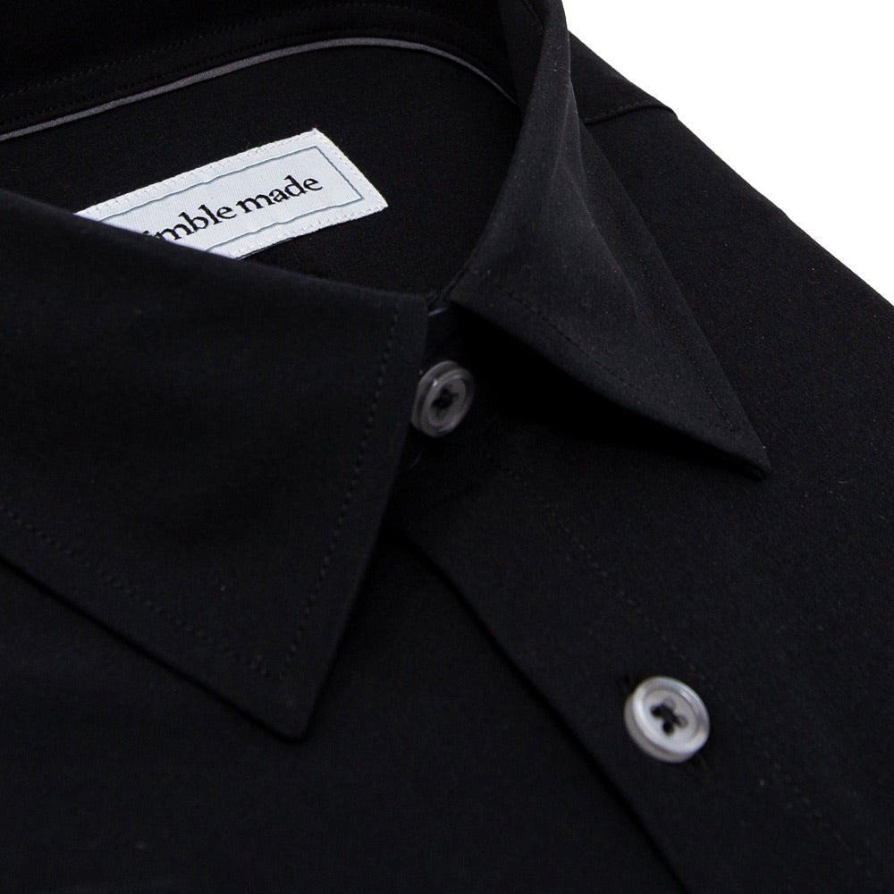 Black Button Up Short Sleeve Shirt | Slim Fit Collared for Men