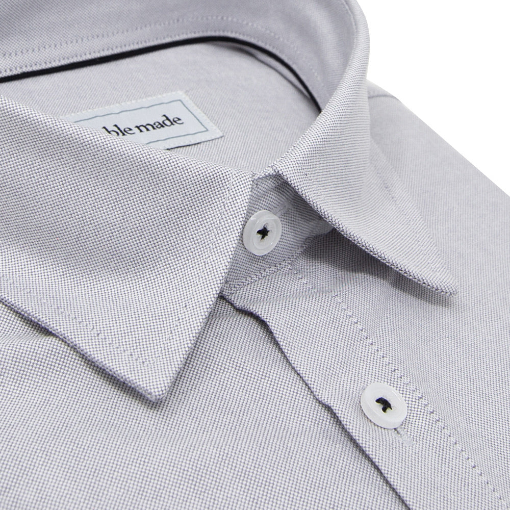 Light Grey Oxford Collared Short Sleeve Shirt | The Gobi – Nimble Made