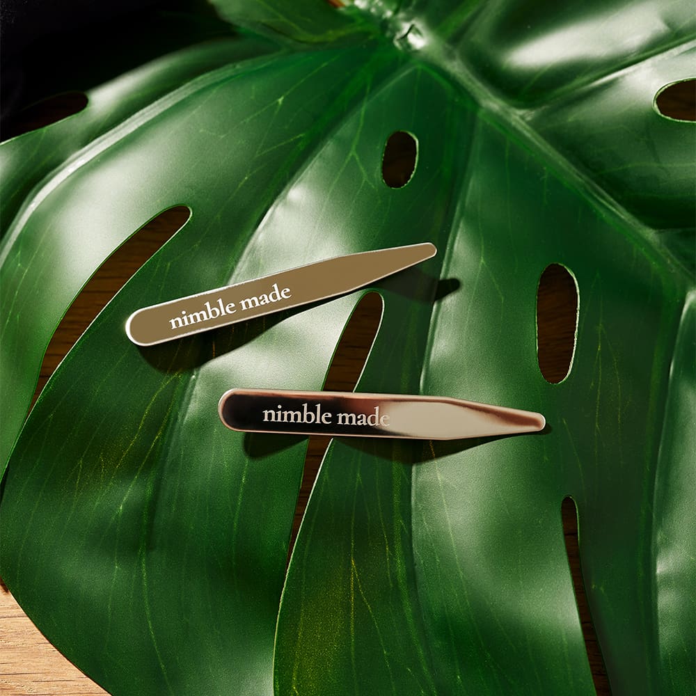 metal collar stays included with dress shirt purchase from nimble made
