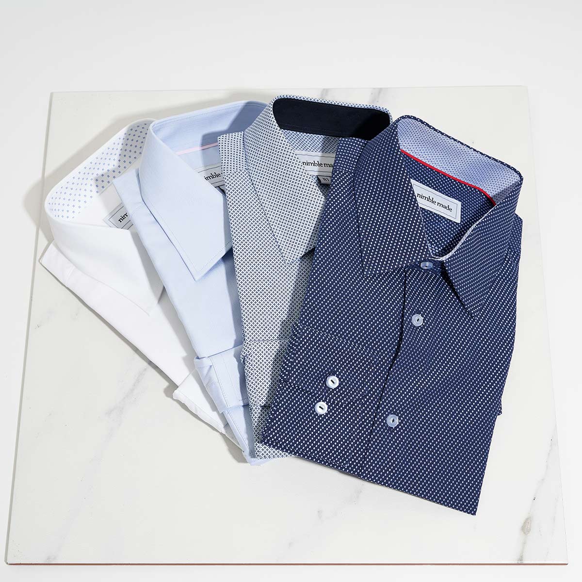 Men's Dark Blue Printed Patterned Dress Shirt | The No. 10 - Nimble Made