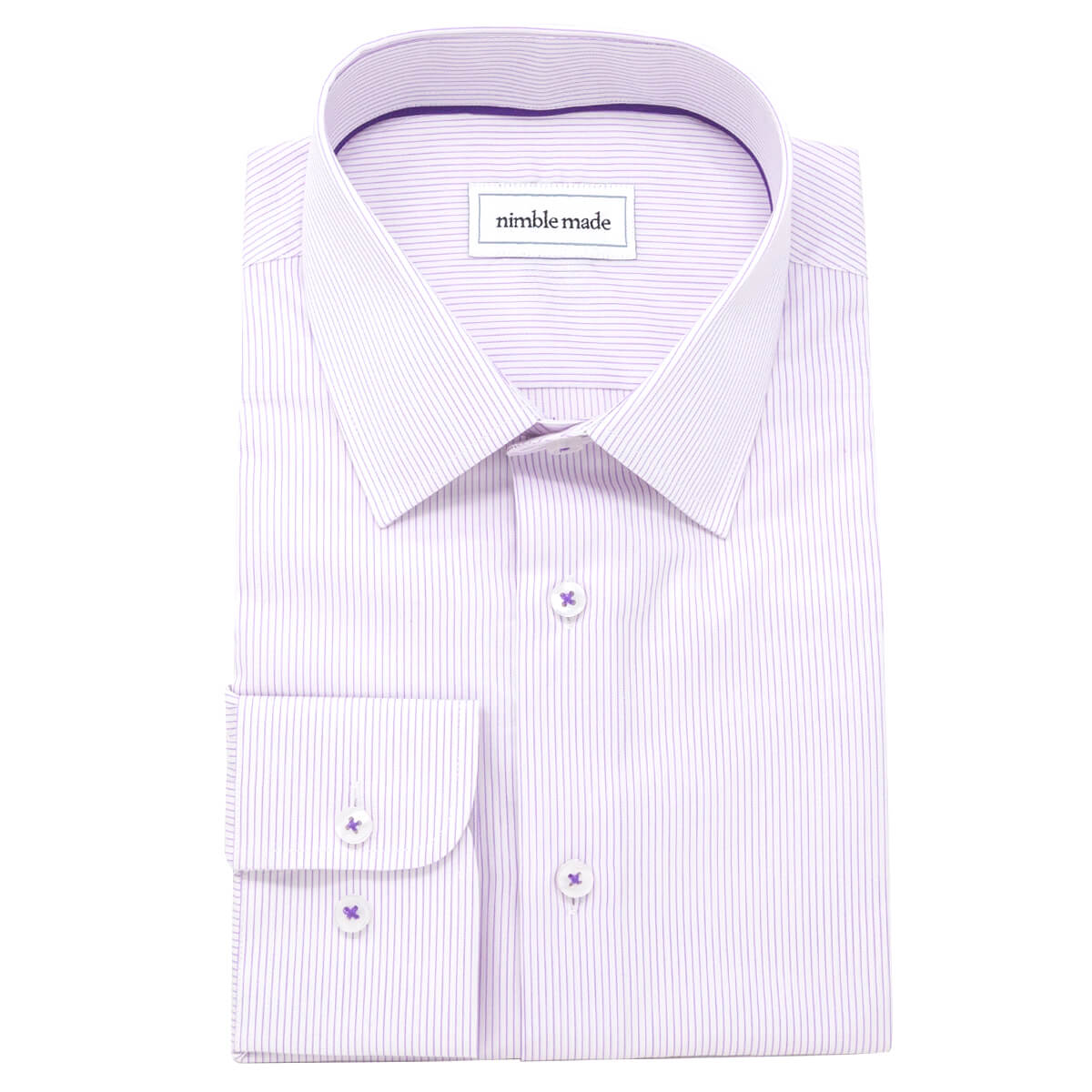 slim fit mens light purple stripe twill dress shirt collar button up long sleeve 