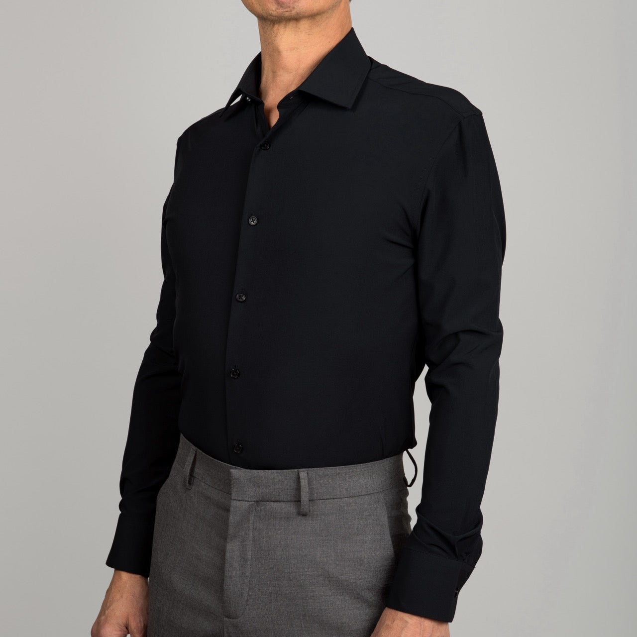 Mens black dress shirt slim fit online