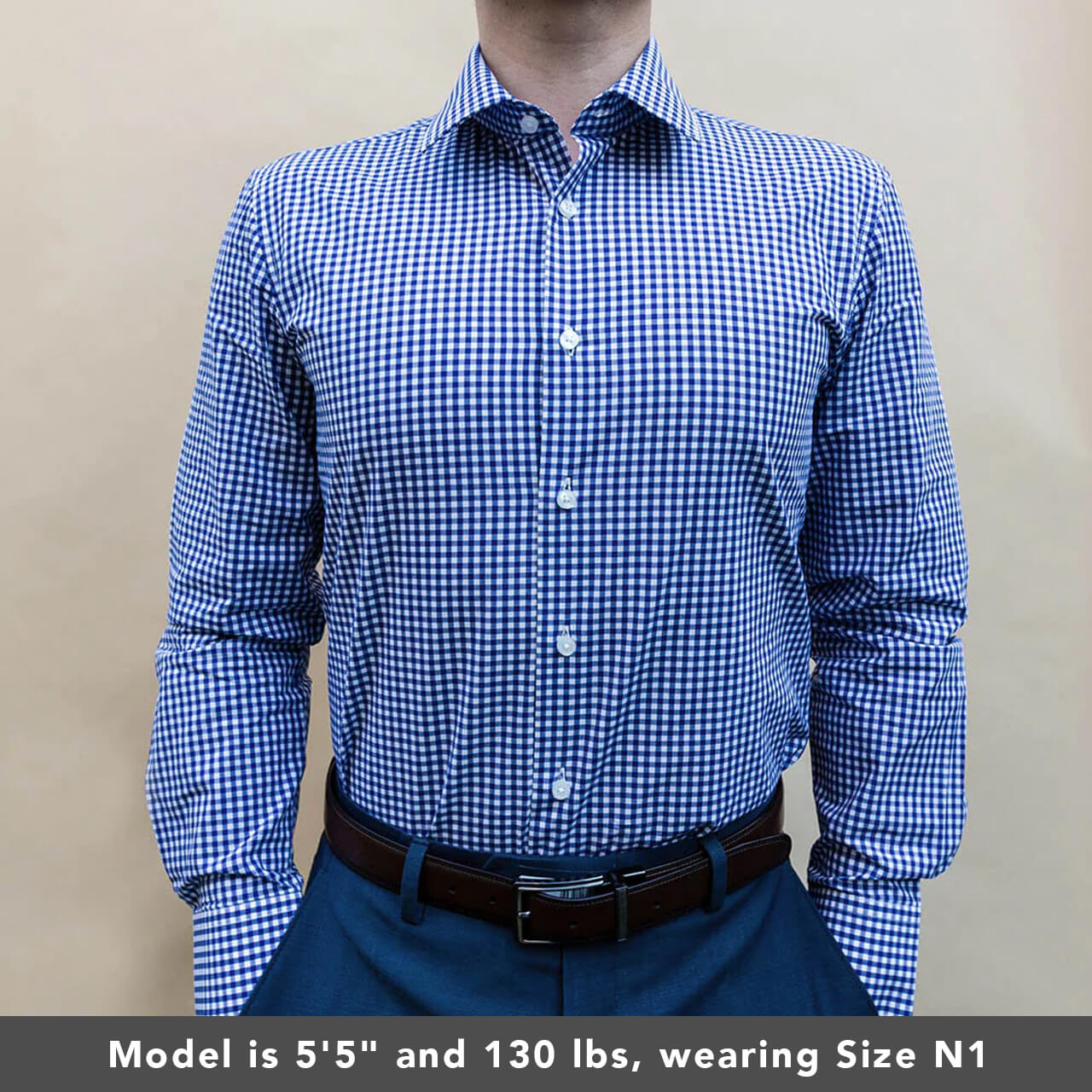 navy blue checked shirt for business professional attire