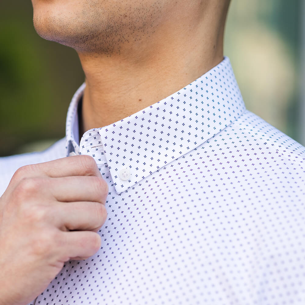 Men's White Pattern Button Down Dress Shirt | The Melati - Nimble made –  Nimble Made