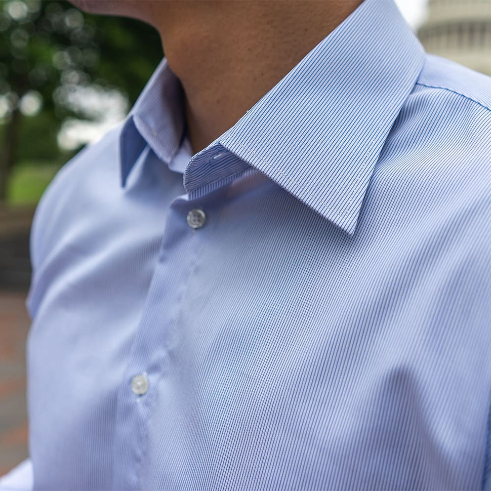 Men's White and Blue Striped Dress Shirt | The Grand Canal - Nimble Made