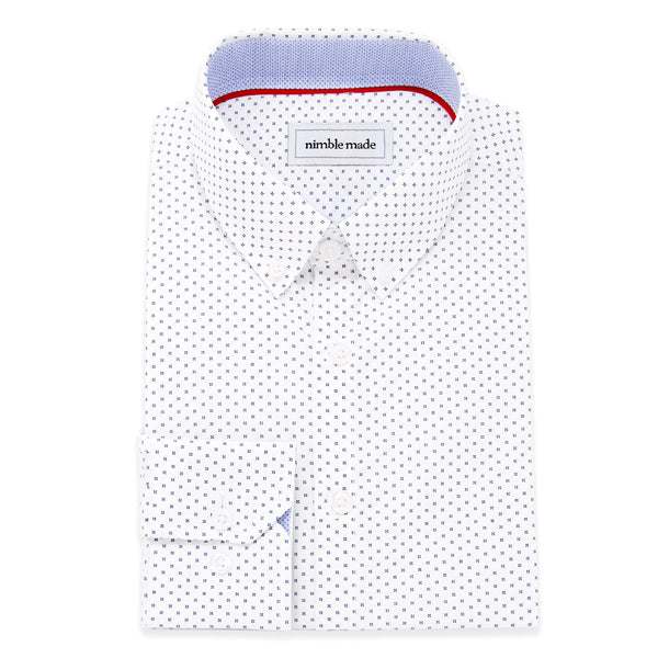 Men's White Pattern Button Down Dress Shirt | The Melati - Nimble made –  Nimble Made