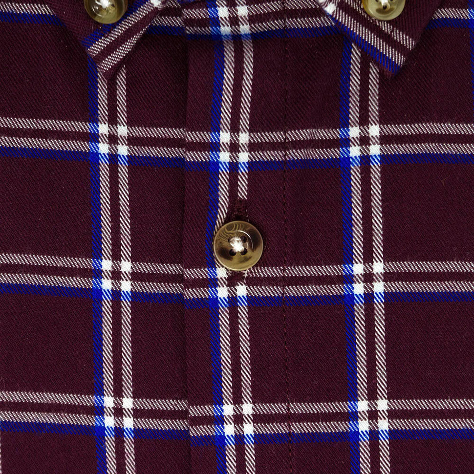 Burgundy and White Flannel Button Down Shirt | The Azuki – Nimble Made